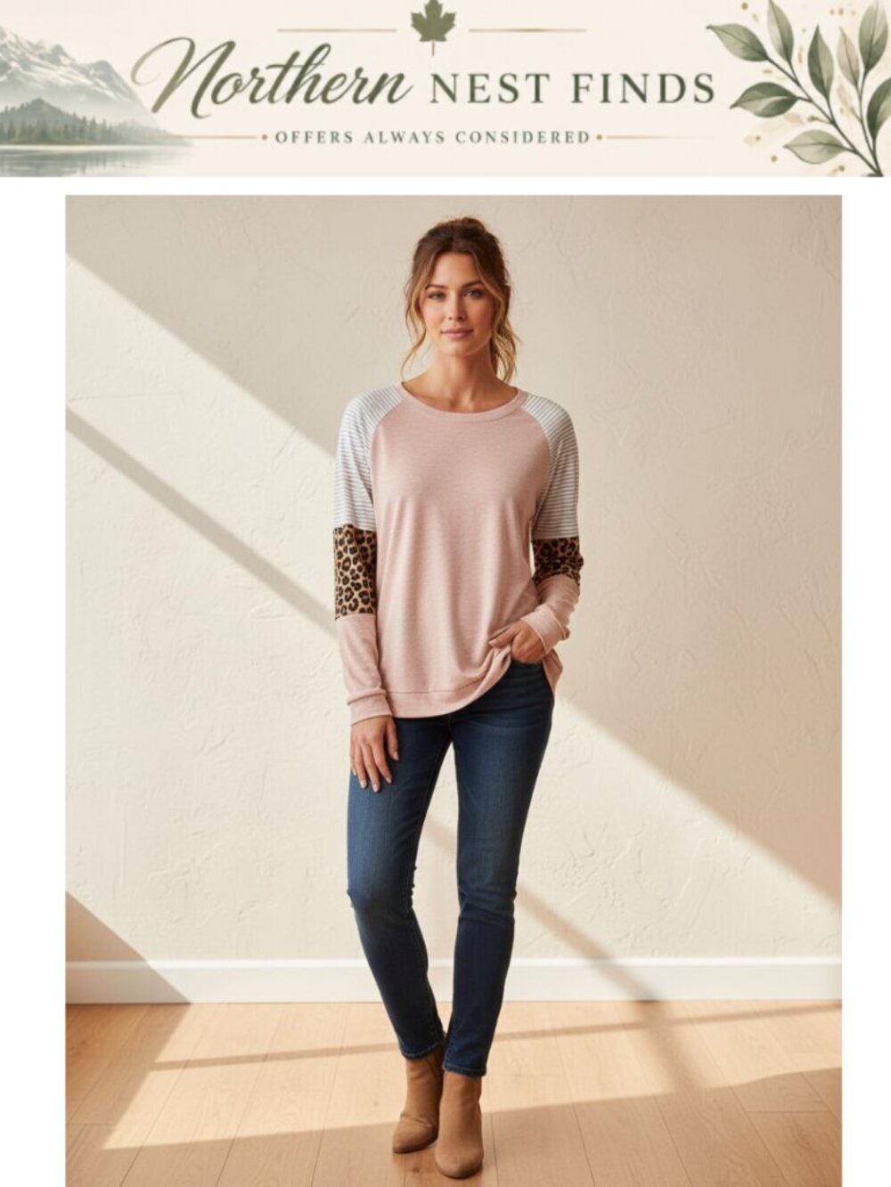 Women's Crewneck Long Sleeve Tunic Sweatshirt Loose Fit with Pockets